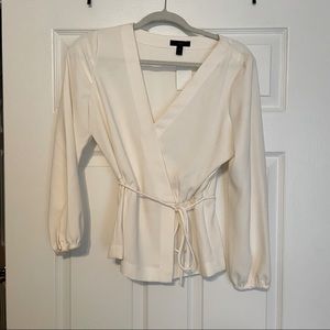 J Crew White Wrap Top -Sz 8 NWT